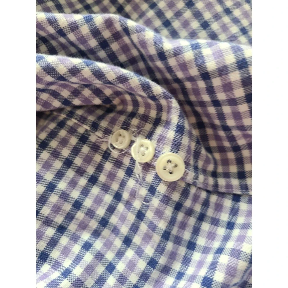 Polo Ralph Lauren Mens Gingham Button Down Shirt Purple Blue Cotton Small